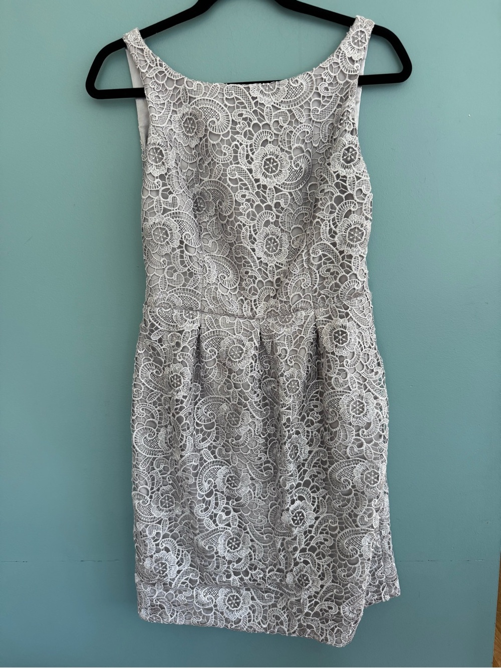 Aidan Mattox Open Back Silver Lace Mini Dress - Special Occasion Size 8